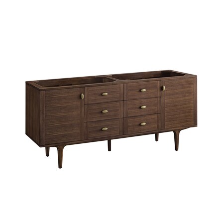 James Martin Vanities Amberly 72in Double Vanity Cabinet, Mid-Century Walnut 670-V72-M-WLT